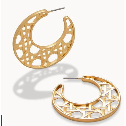 Cane Hoop Earrings Gold