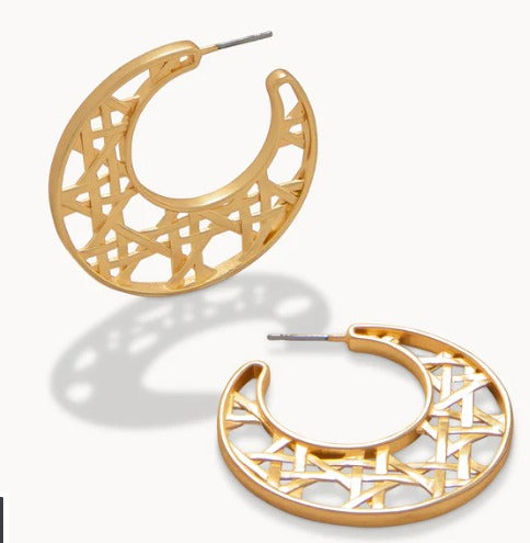 Cane Hoop Earrings Gold
