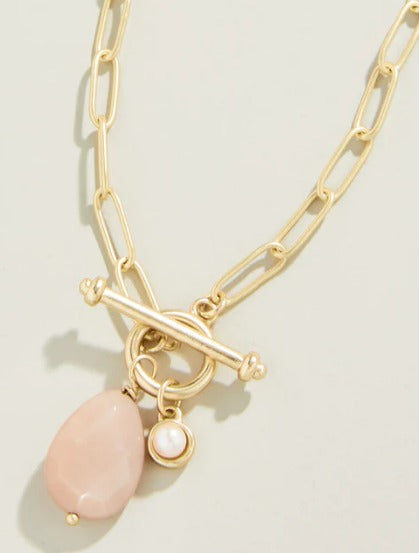 Suzy Toggle Necklace 18" Blush