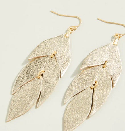 Gold Leaf Leather Earrings