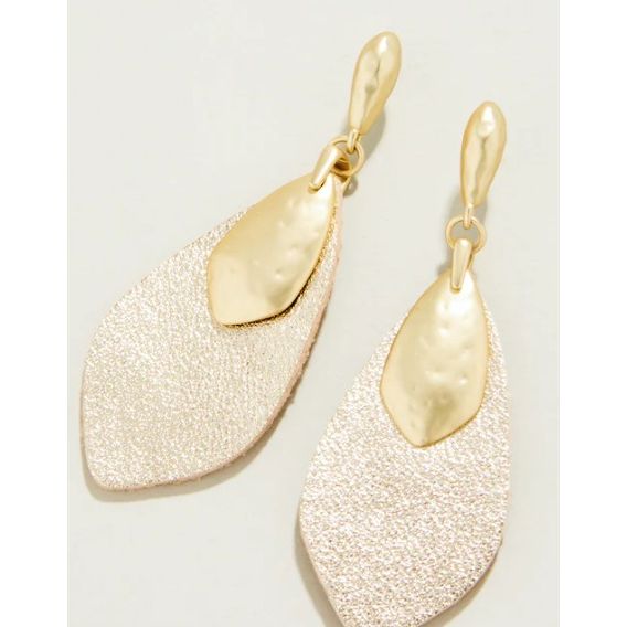 Gold Leather Petal Earrings
