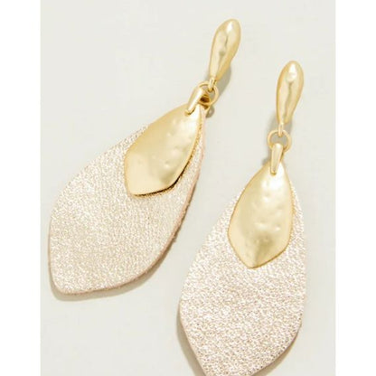 Gold Leather Petal Earrings