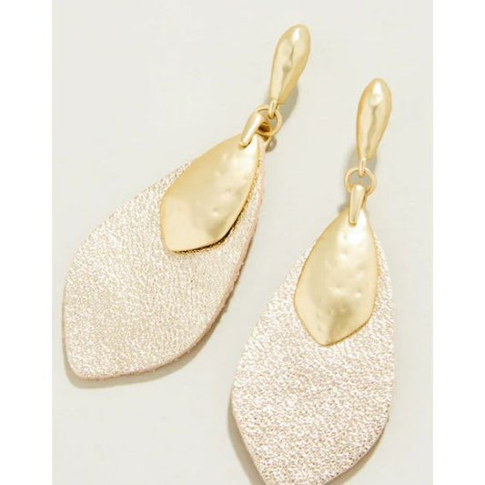 Gold Leather Petal Earrings
