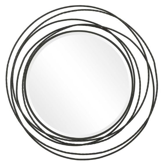 BLACK WHIRLWIND ROUND MIRROR