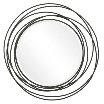 BLACK WHIRLWIND ROUND MIRROR