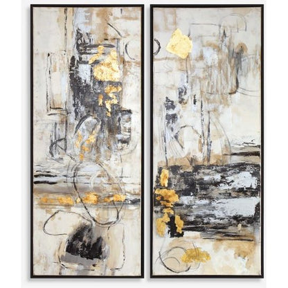 Life Scenes Hand Painted Canvases, S/2