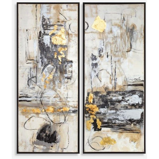 Life Scenes Hand Painted Canvases, S/2