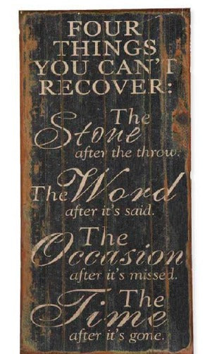 Distressed Black FOUR THINGS Wall Sign