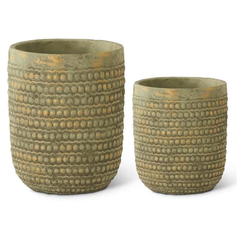 Distressed Light Yellow Raised Dot Pot