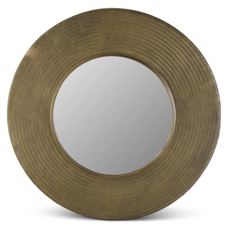 Antiqued Brass Textured Metal Mirror