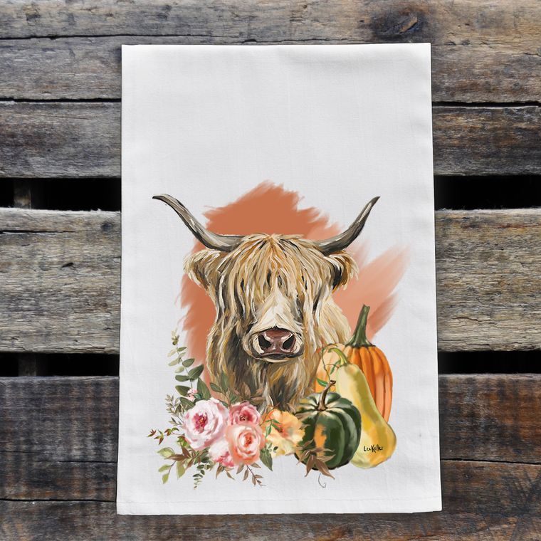 Fall Highland Cow Tea Towel