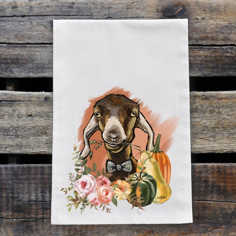 Fall Goat Tea Towel, 'Billy